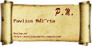 Pavlics Márta névjegykártya