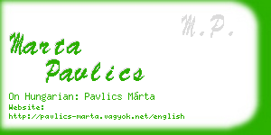 marta pavlics business card